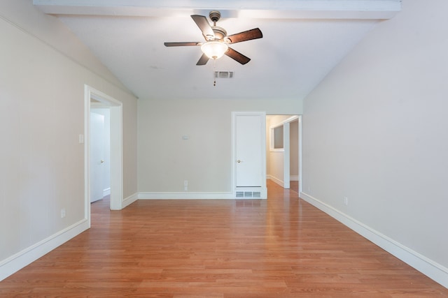 16466 Mandate Dr, Houston, TX 77049 - unfurnished room featuring light wood-type flooring, a ceiling fan, baseboards, and vaulted ceiling