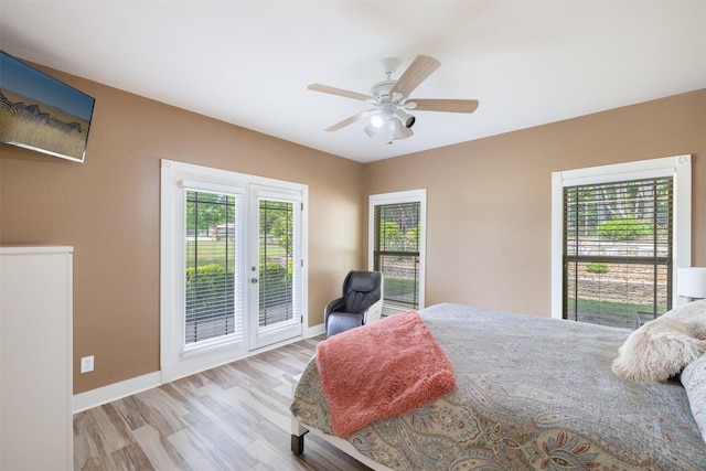 4430 Fm 546, Princeton, TX 75407 - bedroom featuring access to exterior, wood finished floors, baseboards, and a ceiling fan
