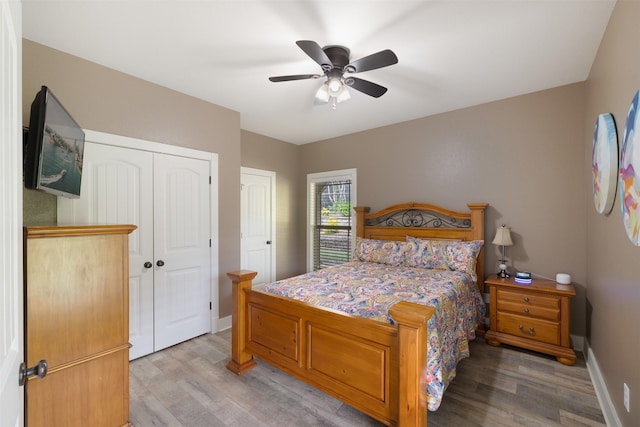 4430 Fm 546, Princeton, TX 75407 - bedroom featuring light wood-type flooring, a ceiling fan, a closet, and baseboards