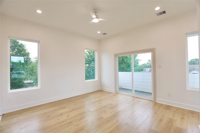 510 E 37th St, Houston, TX 77022 - unfurnished room featuring light wood-type flooring, baseboards, recessed lighting, and ceiling fan