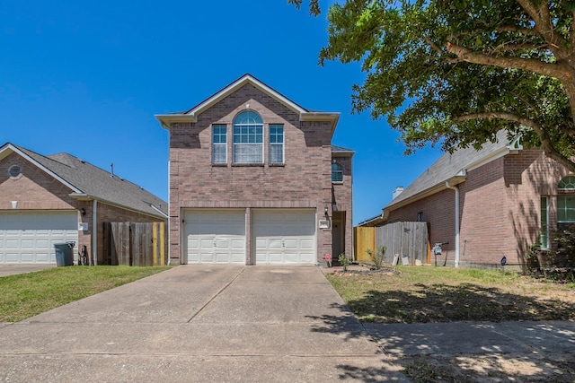 13035 Echo Landing Dr, Houston, TX 77070 - traditional-style house with brick siding, concrete driveway, a garage, and fence