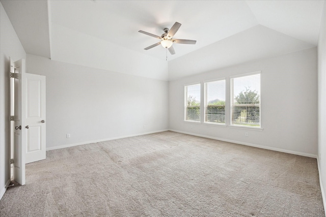 6406 Diamantina Ct, Katy, TX 77493 - carpeted empty room with a ceiling fan, lofted ceiling, and baseboards