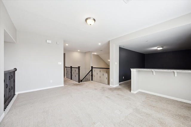 6406 Diamantina Ct, Katy, TX 77493 - unfurnished living room with light colored carpet, baseboards, and recessed lighting