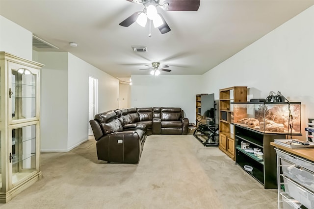 307 Squall Ct, Crosby, TX 77532 - living room featuring a ceiling fan and light carpet