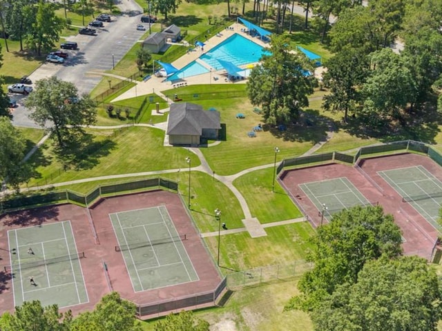 307 Squall Ct, Crosby, TX 77532 - aerial view of a pool area