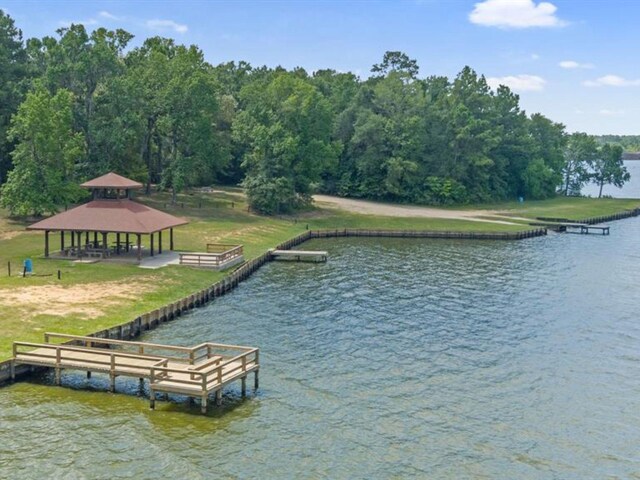 307 Squall Ct, Crosby, TX 77532 - dock featuring a gazebo and a water view