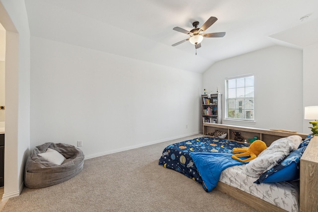 204 Catalina Cove Dr, Katy, TX 77493 - bedroom with lofted ceiling, carpet flooring, a ceiling fan, and baseboards