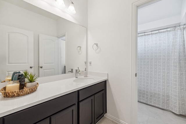 204 Catalina Cove Dr, Katy, TX 77493 - bathroom with vanity, tile patterned flooring, and a shower with shower curtain