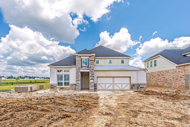 177 Peninsula Point Dr, Montgomery, TX 77356 - view of front of property featuring an attached garage, cooling unit, fence, brick siding, and board and batten siding