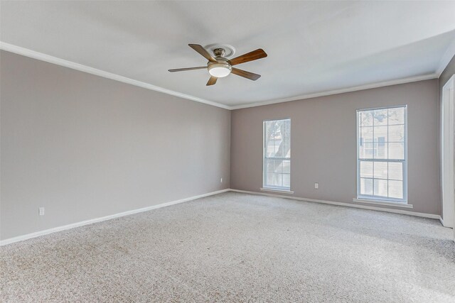 13060 Trail Hollow Dr Unit 3060, Houston, TX 77079 - spare room with ornamental molding, a ceiling fan, light colored carpet, and baseboards