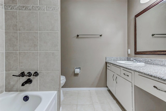 13060 Trail Hollow Dr Unit 3060, Houston, TX 77079 - bathroom featuring tile patterned floors, vanity, toilet, shower / tub combination, and baseboards