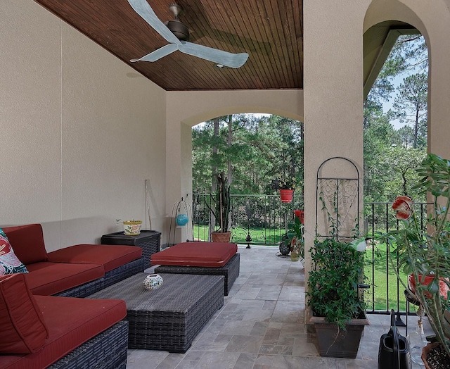 280 Sundog Rd, Huntsville, TX 77340 - view of patio / terrace featuring a ceiling fan and an outdoor living space