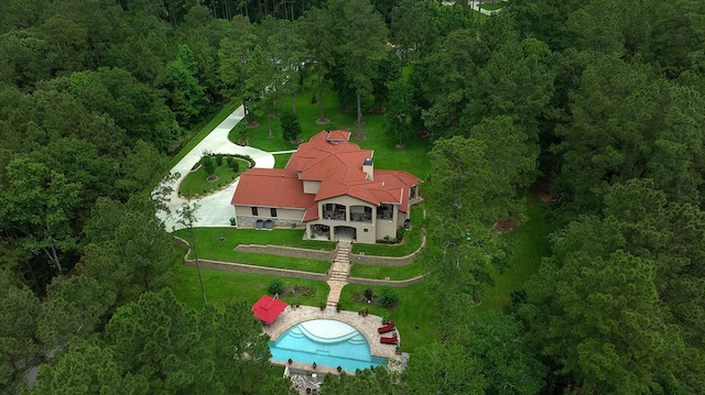 280 Sundog Rd, Huntsville, TX 77340 - aerial view of property and surrounding area with a forest and a pool area