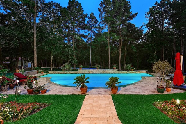 280 Sundog Rd, Huntsville, TX 77340 - swimming pool featuring a patio area and a yard