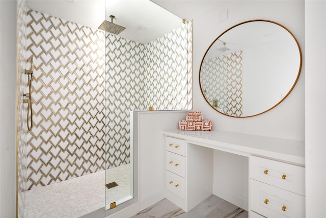 2421 Potomac Dr Unit C, Houston, TX 77057 - full bathroom featuring walk in shower, baseboards, and marble finish flooring
