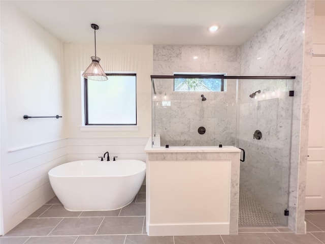 21332 Monarch Dr, Montgomery, TX 77316 - full bath featuring tile patterned flooring, a stall shower, and a freestanding tub