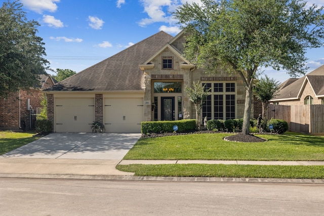 2850 Woodland Glen Ln, Conroe, TX 77385 - view of front of home featuring a garage, driveway, a shingled roof, and brick siding