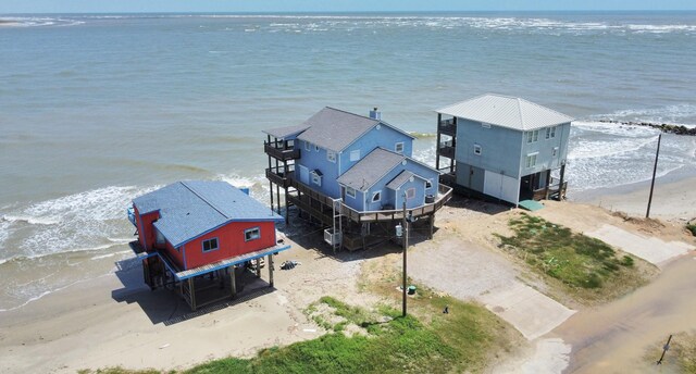13134 Gulf Beach Dr, Freeport, TX 77541 - aerial view of waterfront with a beach