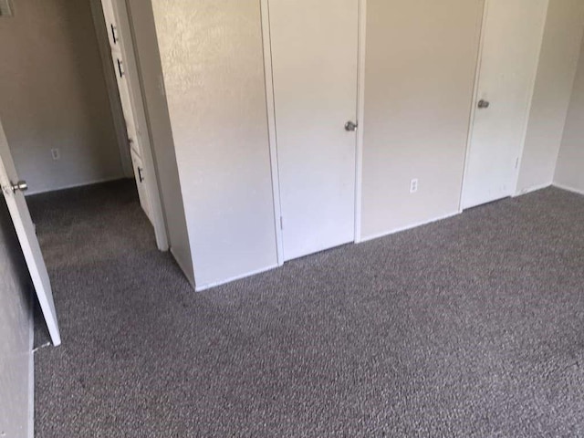 unfurnished bedroom featuring carpet floors and a closet