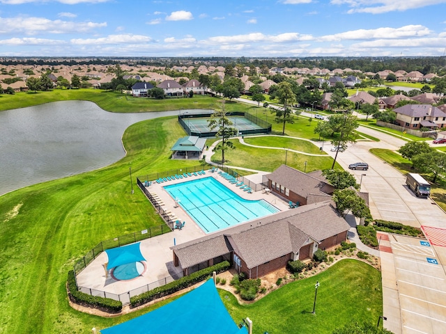 14230 Englewood Park Ln, Cypress, TX 77429 - aerial view of residential area featuring a pool and a large body of water
