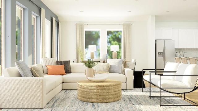 living area with light wood finished floors
