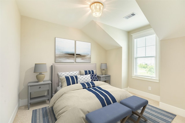 9 Caravelle Ct, Galveston, TX 77554 - carpeted bedroom featuring baseboards and vaulted ceiling