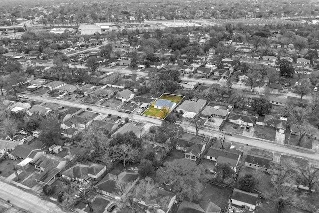 aerial view of residential area with property boundaries highlighted