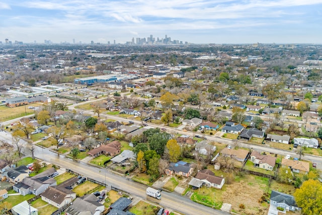 aerial view of property's location with a view of skyline