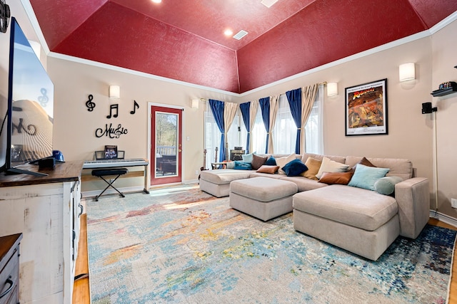 17511 Hawkin Ln, Tomball, TX 77377 - living area featuring baseboards and lofted ceiling