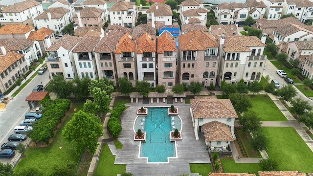 7506 Viano Ln, Houston, TX 77055 - aerial view of residential area featuring a pool