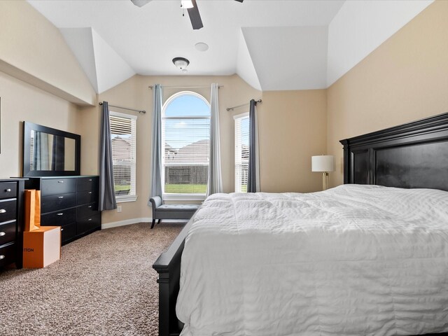 18118 Berry Garden Ln, Spring, TX 77379 - carpeted bedroom featuring lofted ceiling, a ceiling fan, and baseboards