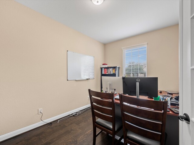 18118 Berry Garden Ln, Spring, TX 77379 - office featuring dark wood-style floors and baseboards