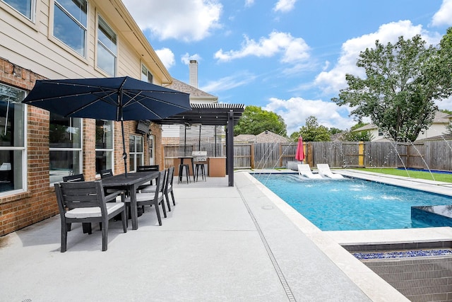 20815 Winlock Trace Dr, Katy, TX 77450 - view of swimming pool with a patio, a fenced backyard, and a pergola