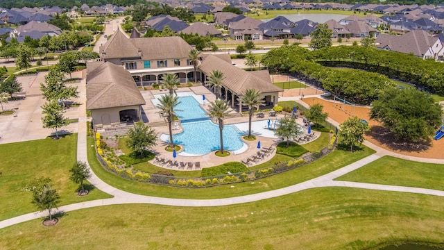 19015 Giara Pony Trl, Tomball, TX 77377 - aerial view of residential area with a pool area