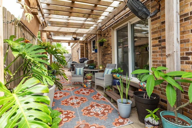 29 Quintana Dr, Galveston, TX 77554 - fenced backyard featuring a pergola and a patio area