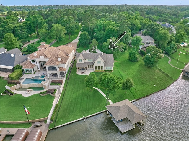 19926 Gemstone Dr, Montgomery, TX 77356 - aerial view of property and surrounding area featuring a large body of water and a heavily wooded area