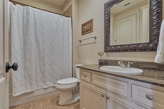 19926 Gemstone Dr, Montgomery, TX 77356 - bathroom featuring toilet, vanity, and shower / bath combo with shower curtain