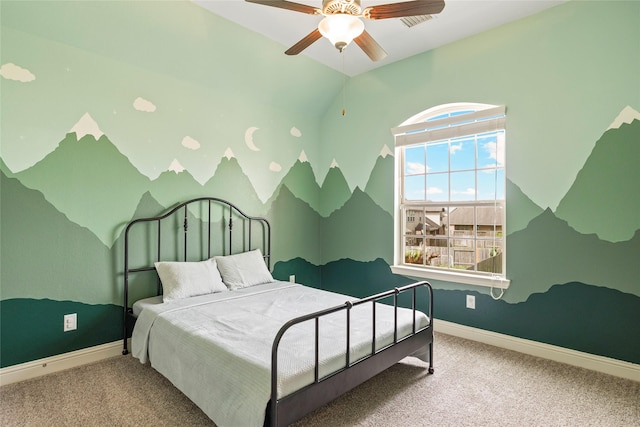 2023 Aspen Point Ln, Richmond, TX 77469 - carpeted bedroom with baseboards, ceiling fan, and vaulted ceiling