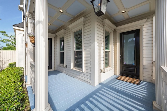 300 E 26th St, Houston, TX 77008 - doorway to property featuring covered porch and ceiling fan