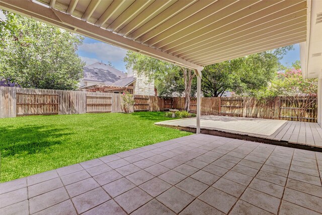 14418 Dunsmore Pl, Cypress, TX 77429 - fenced backyard featuring a patio