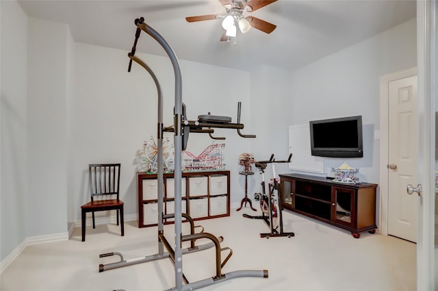 19 Royal Hampton Ct, Sugar Land, TX 77479 - workout room featuring ceiling fan and carpet floors