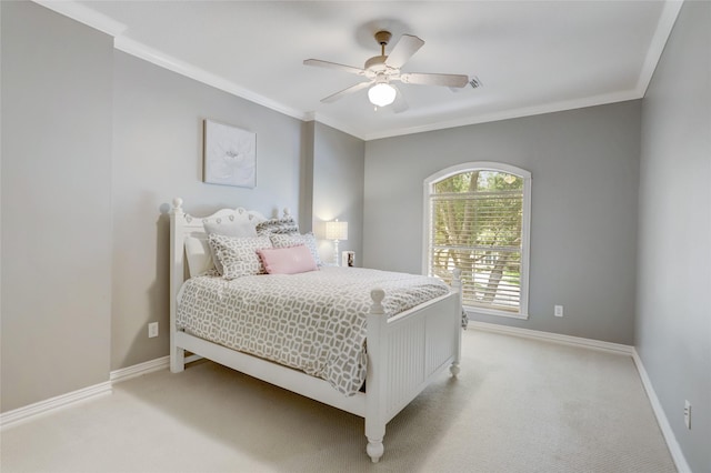 19 Royal Hampton Ct, Sugar Land, TX 77479 - bedroom with light carpet, baseboards, crown molding, and ceiling fan