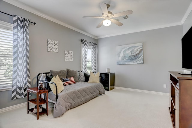 19 Royal Hampton Ct, Sugar Land, TX 77479 - bedroom with carpet, crown molding, baseboards, and a ceiling fan