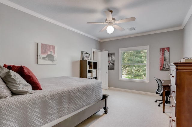 19 Royal Hampton Ct, Sugar Land, TX 77479 - bedroom with carpet, crown molding, a desk, baseboards, and ceiling fan