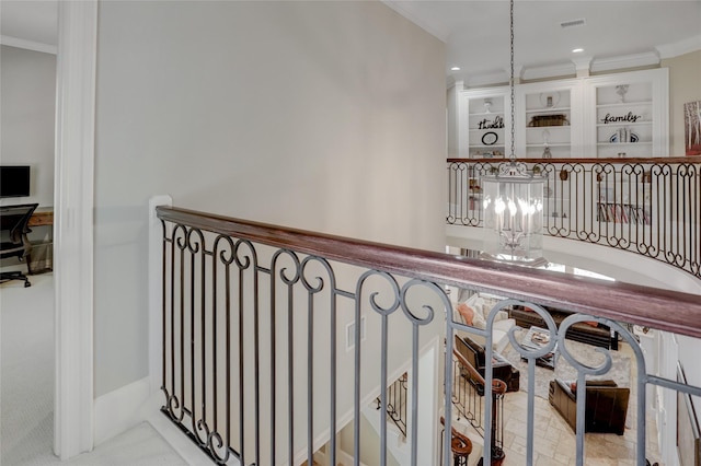 19 Royal Hampton Ct, Sugar Land, TX 77479 - stairs featuring crown molding and recessed lighting