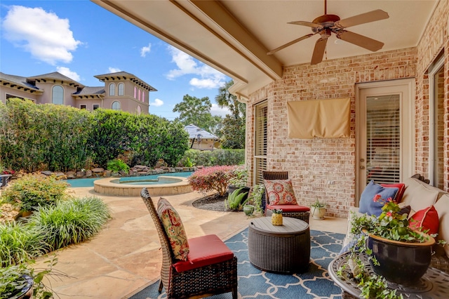 19 Royal Hampton Ct, Sugar Land, TX 77479 - view of patio with an in-ground hot tub and ceiling fan