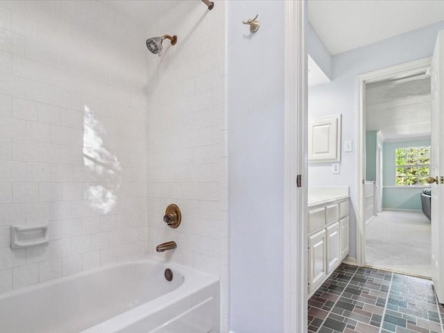 4614 Jamaica Dr, Sugar Land, TX 77479 - bathroom featuring vanity, shower / tub combination, and baseboards