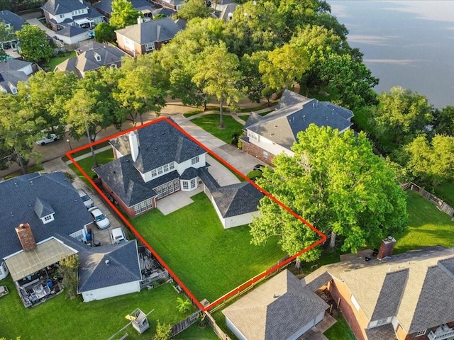 4614 Jamaica Dr, Sugar Land, TX 77479 - aerial perspective of suburban area featuring property parcel outlined