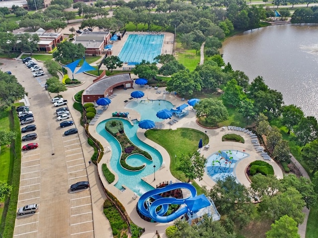 4614 Jamaica Dr, Sugar Land, TX 77479 - drone / aerial view of a pool area and a nearby body of water