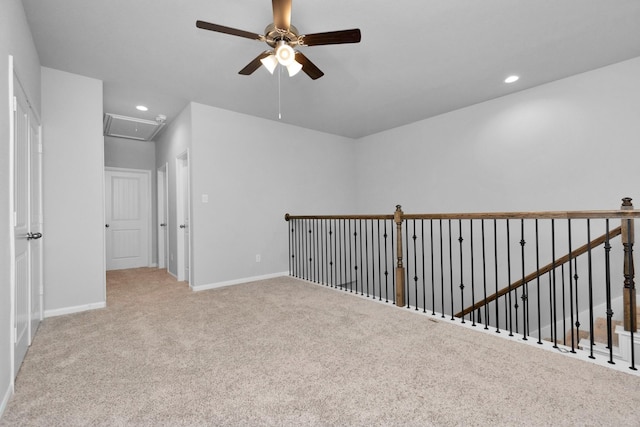 3804 Lancer Cir, Pearland, TX 77581 - hallway featuring attic access, carpet floors, baseboards, and recessed lighting